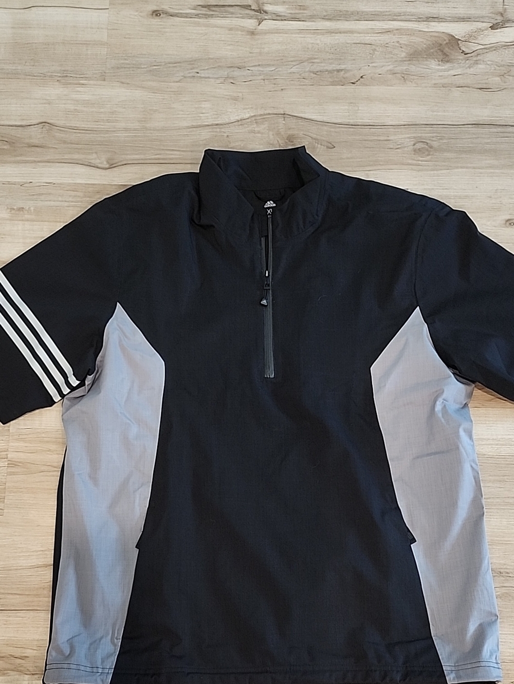 Adidas Black & Light Gray Short-Sleeve Half-Zip Climaproof Golf,Pullover XL
